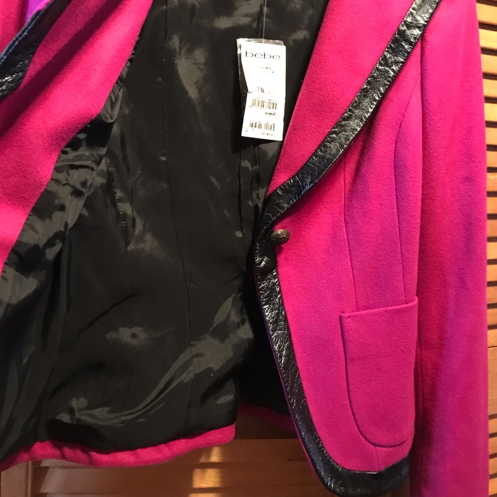 Bebe Raspberry Wool Blazer w/Faux Leather Jacket - Picture 8 of 13